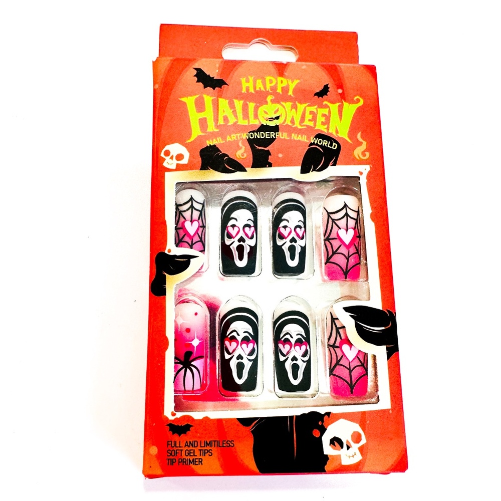 NEW Happy Halloween Nail Art Press On Faux Fingernails Manicure Finger Nail
